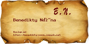 Benedikty Nóna névjegykártya